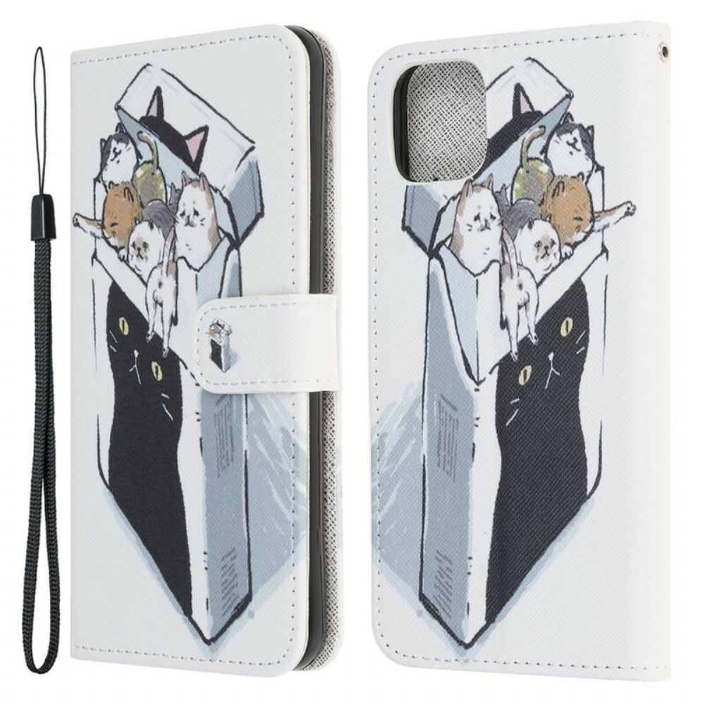 Lederhüllen Für iPhone 13 Mini Mit Kordel Tanga Katzen Lieferung