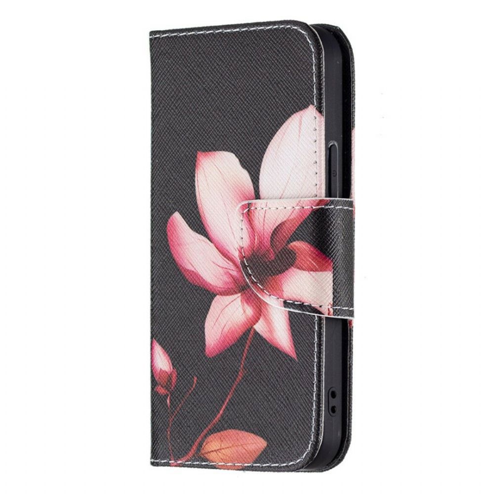 Lederhüllen Für iPhone 13 Mini Rosa Blume