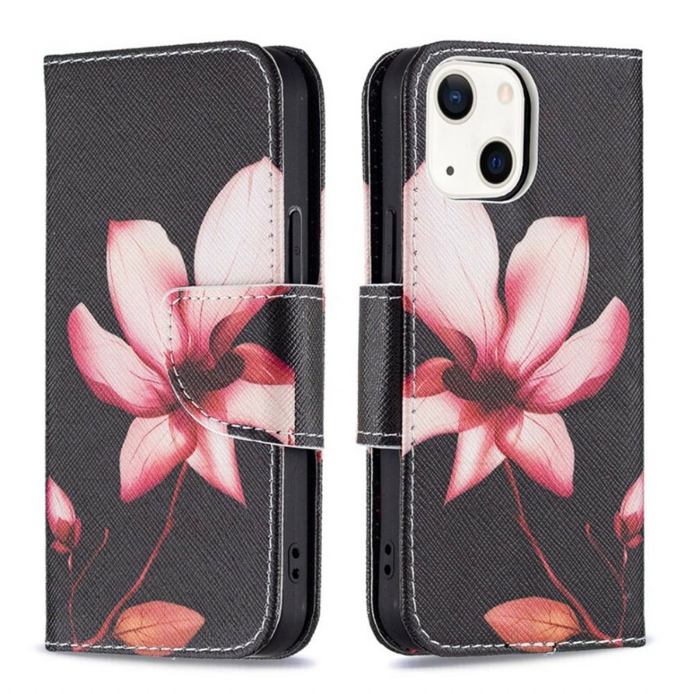 Lederhüllen Für iPhone 13 Mini Rosa Blume