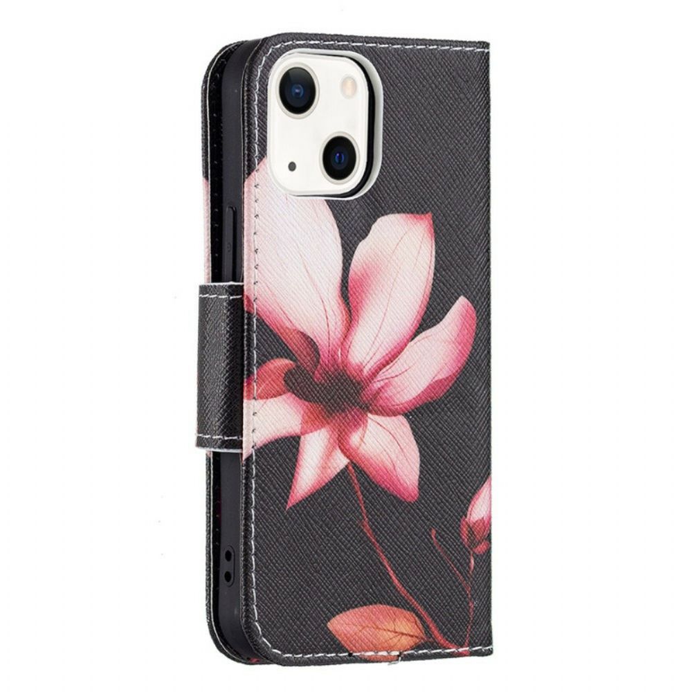 Lederhüllen Für iPhone 13 Mini Rosa Blume