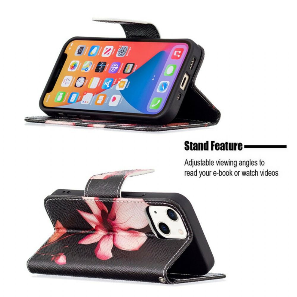 Lederhüllen Für iPhone 13 Mini Rosa Blume