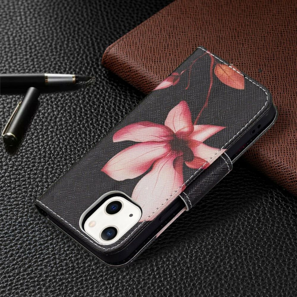 Lederhüllen Für iPhone 13 Mini Rosa Blume