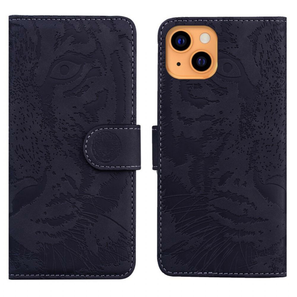 Lederhüllen Für iPhone 13 Mini Tigergesichtsdruck