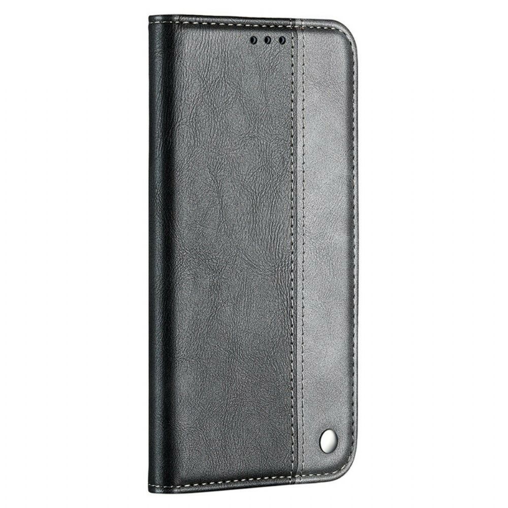 Schutzhülle Für iPhone 13 Mini Flip Case Zweifarbiger Ledereffekt