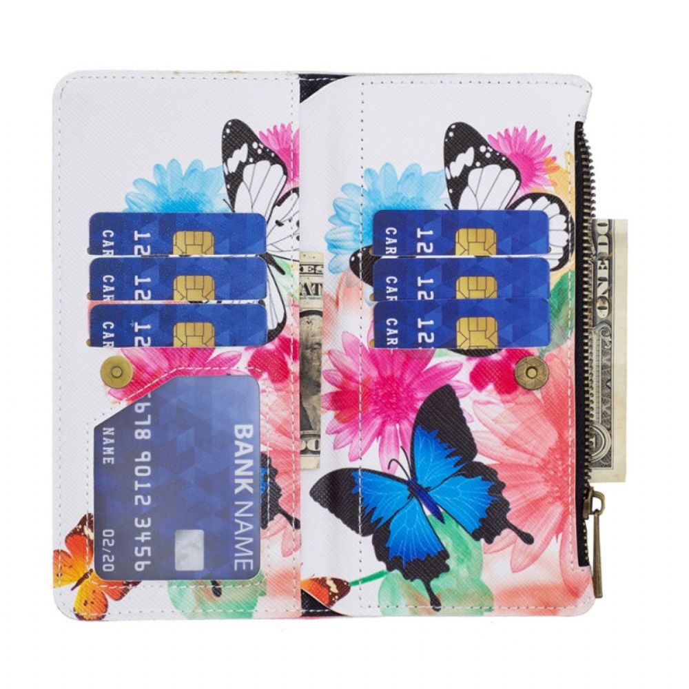 Flip Case Für Samsung Galaxy A33 5G Schmetterlingstasche Mit Reißverschluss