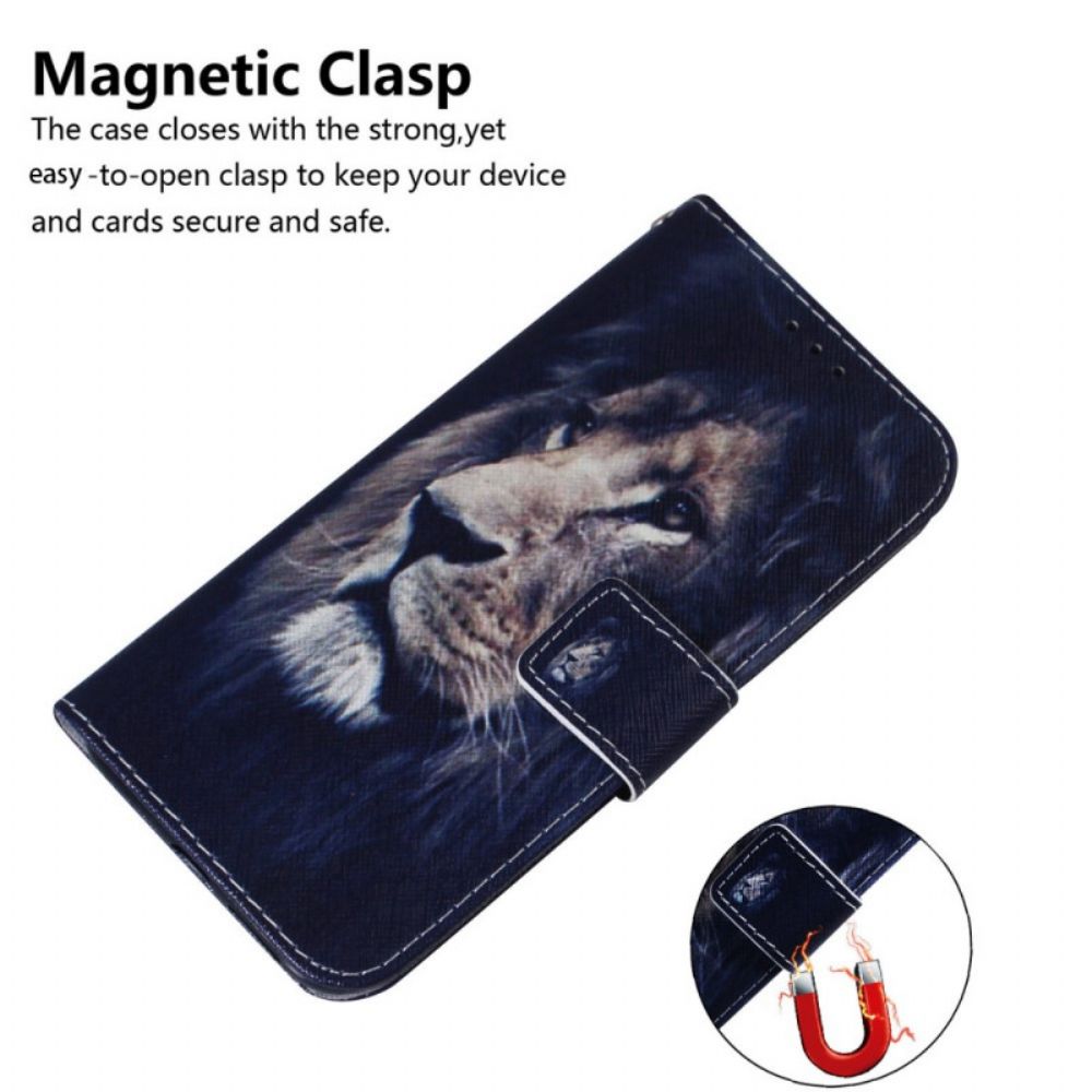 Flip Case Für Samsung Galaxy A33 5G Träumender Löwe