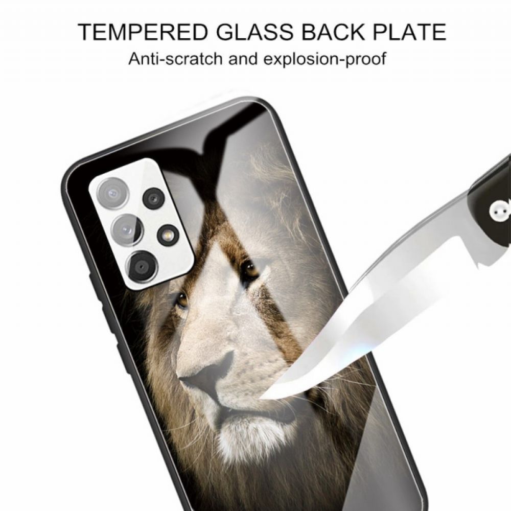 Hülle Für Samsung Galaxy A33 5G Löwenkopf Aus Gehärtetem Glas