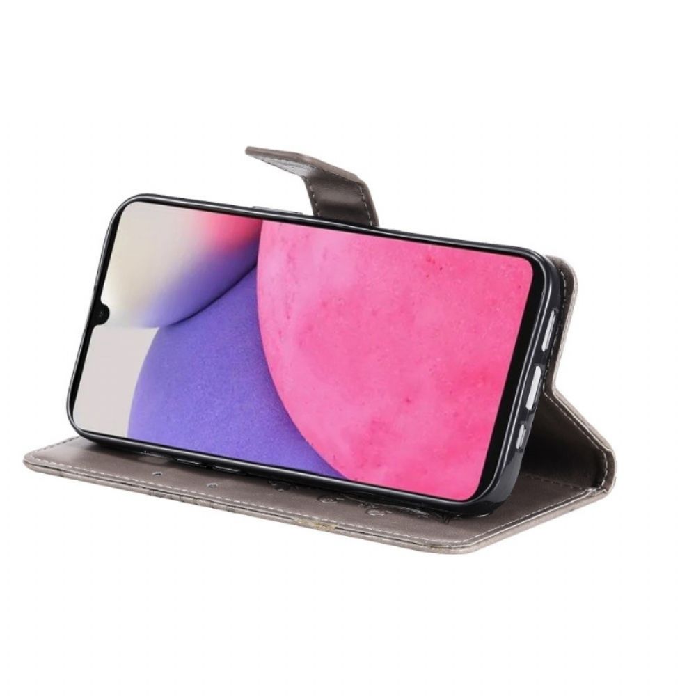 Lederhüllen Für Samsung Galaxy A33 5G Mit Kordel Riesige Riemchen-schmetterlinge