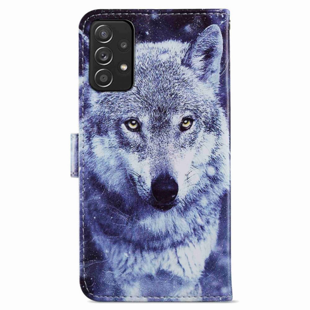 Lederhüllen Für Samsung Galaxy A33 5G Schöner Wolf Mit Lanyard