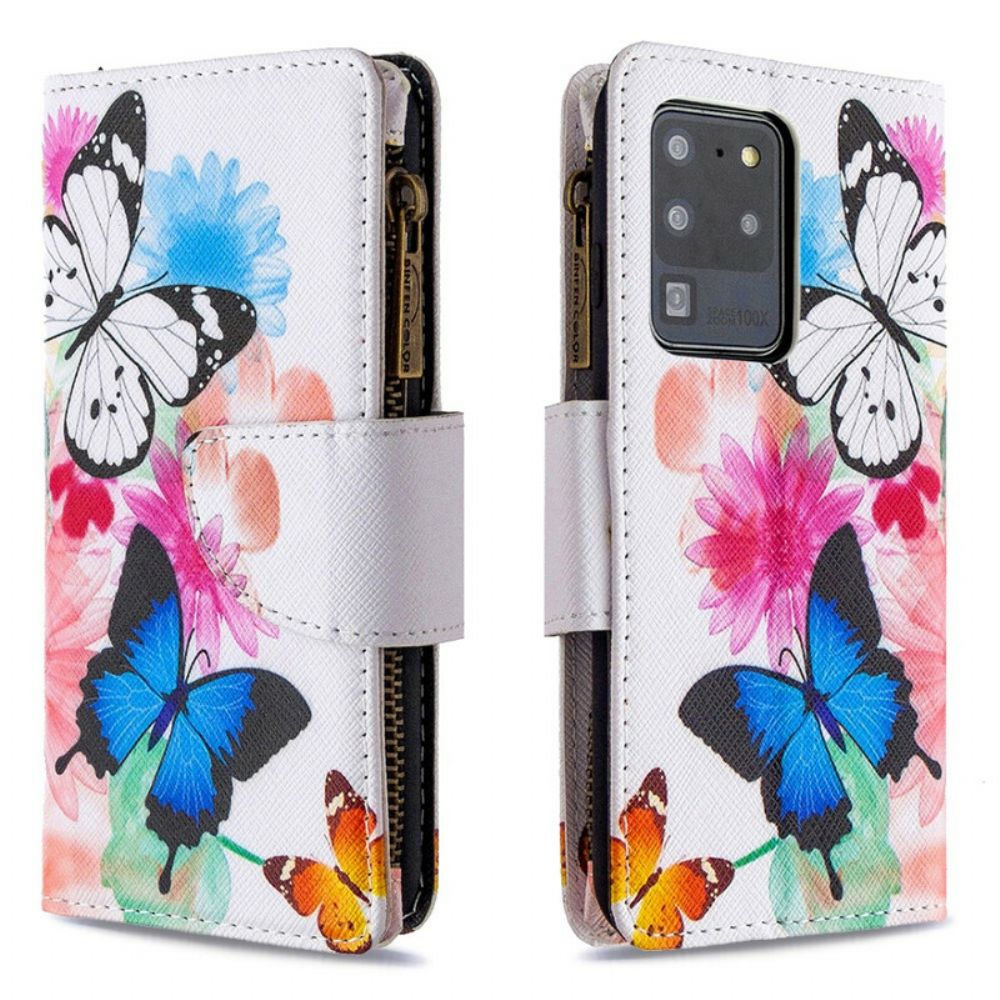 Flip Case Für Samsung Galaxy S20 Ultra Schmetterlingstasche Mit Reißverschluss