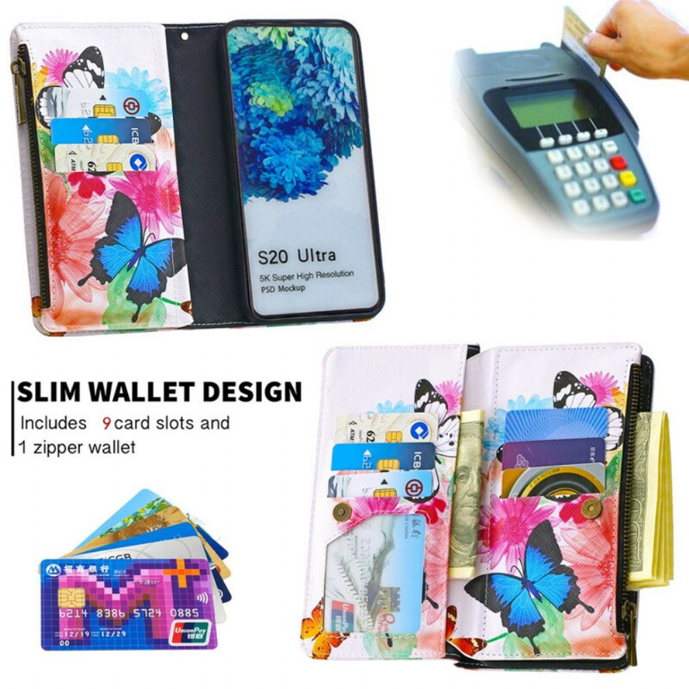 Flip Case Für Samsung Galaxy S20 Ultra Schmetterlingstasche Mit Reißverschluss