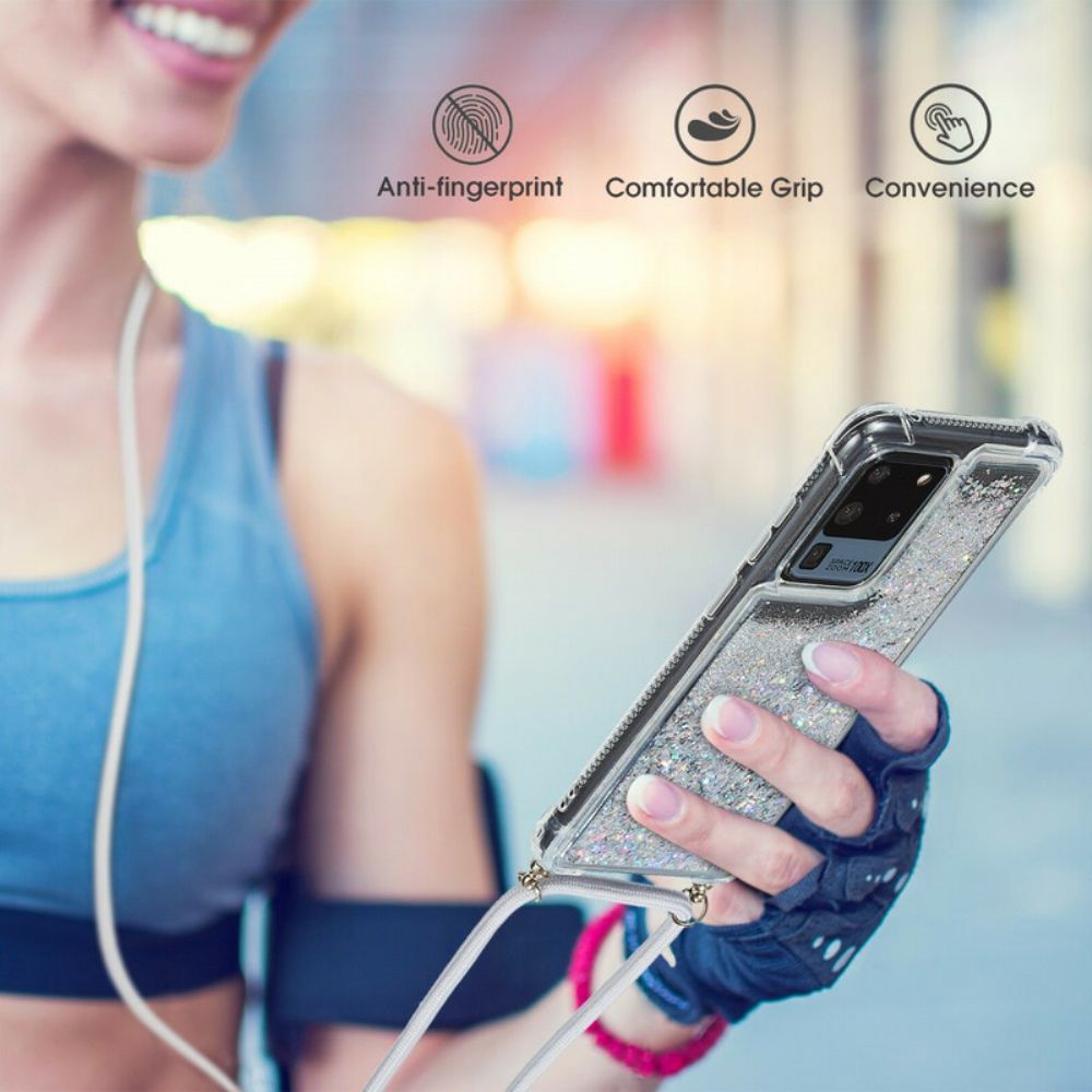 Handyhülle Für Samsung Galaxy S20 Ultra Pailletten Mit Kordel