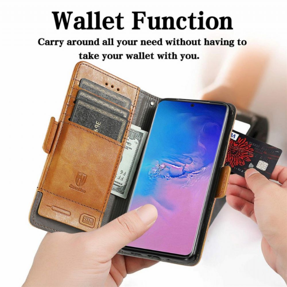 Lederhüllen Für Samsung Galaxy S20 Ultra Zweifarbiger Doppelverschluss