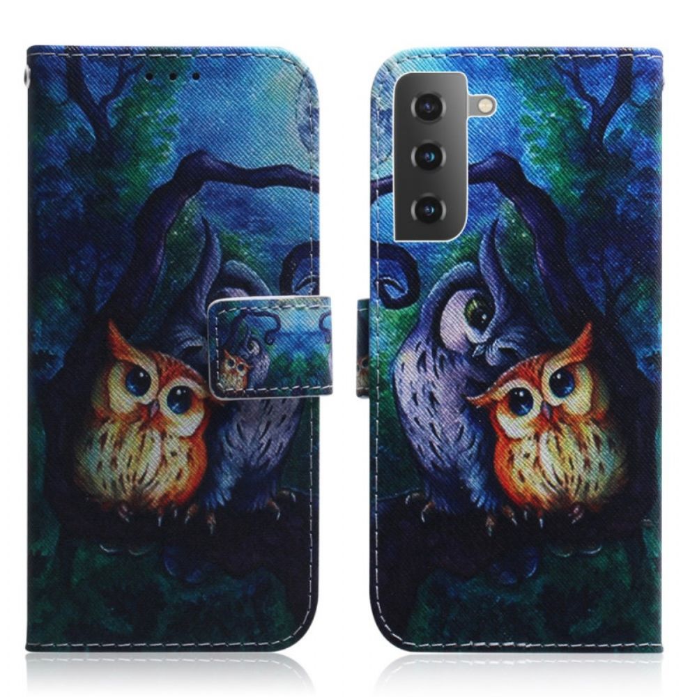 Flip Case Für Samsung Galaxy S22 5G Gemälde Von Eulen