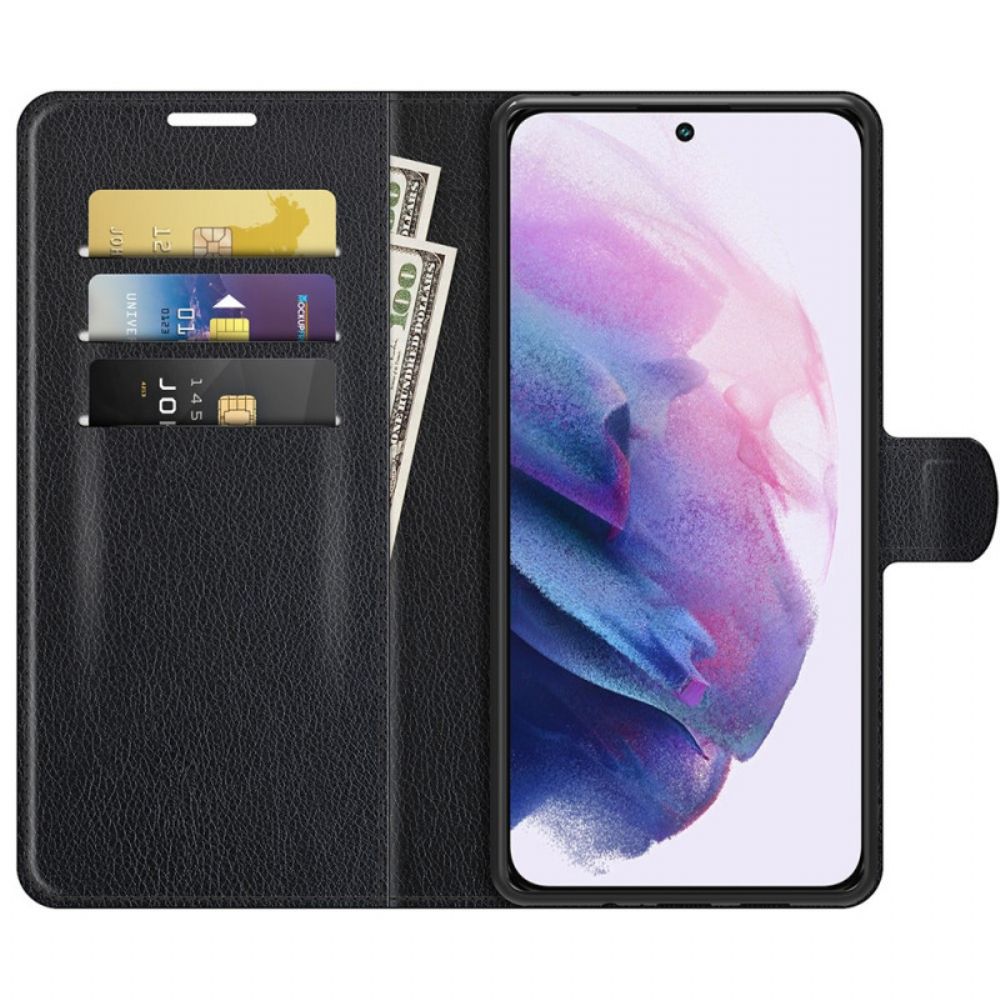 Flip Case Für Samsung Galaxy S22 5G Klassischer Litschi-leder-effekt