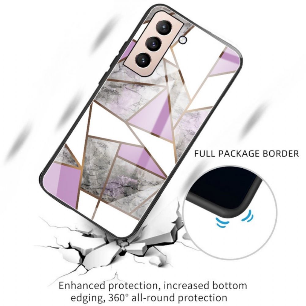 Hülle Für Samsung Galaxy S22 5G Geometrie Marmor Gehärtetes Glas
