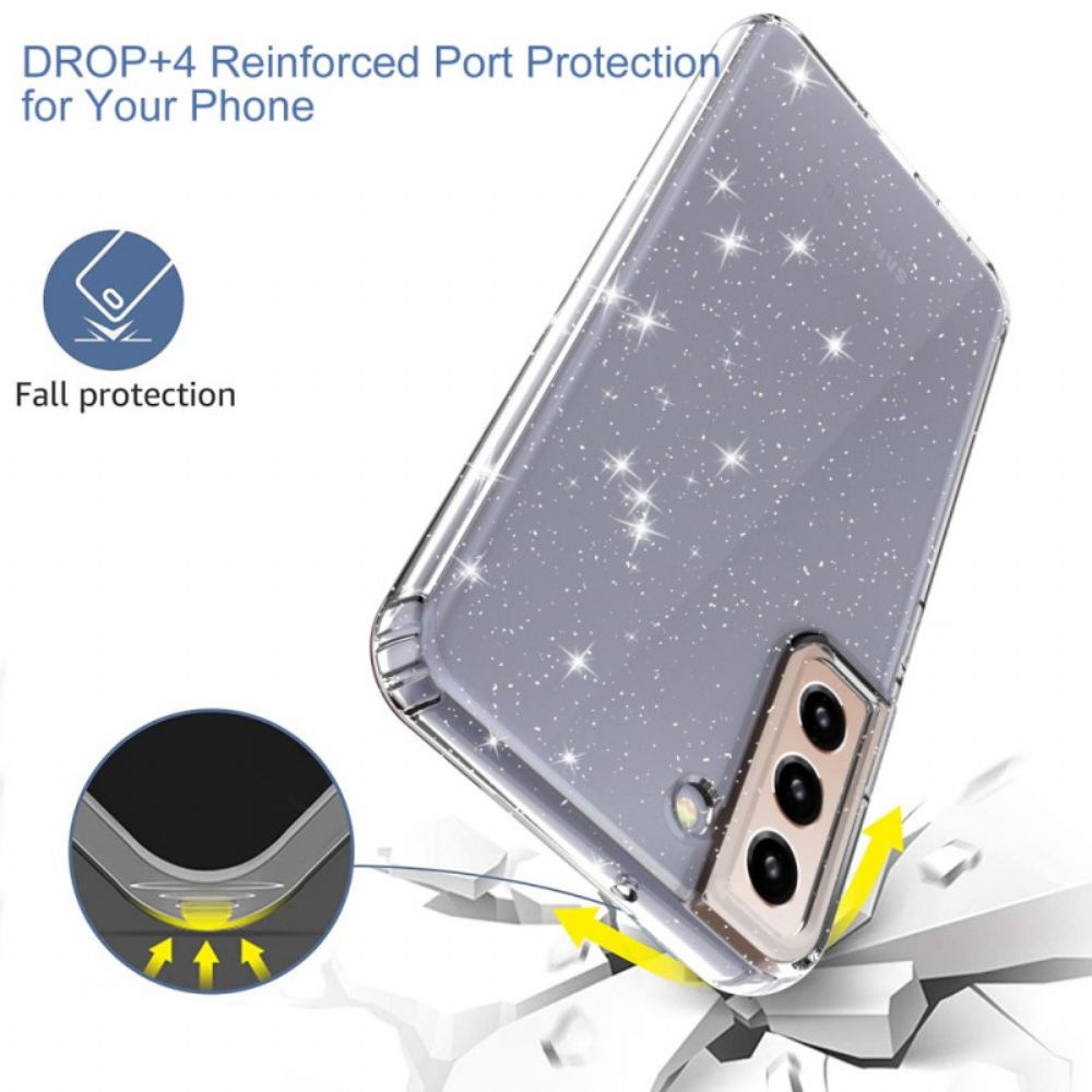 Hülle Für Samsung Galaxy S22 5G Transparentes Glitzerdesign