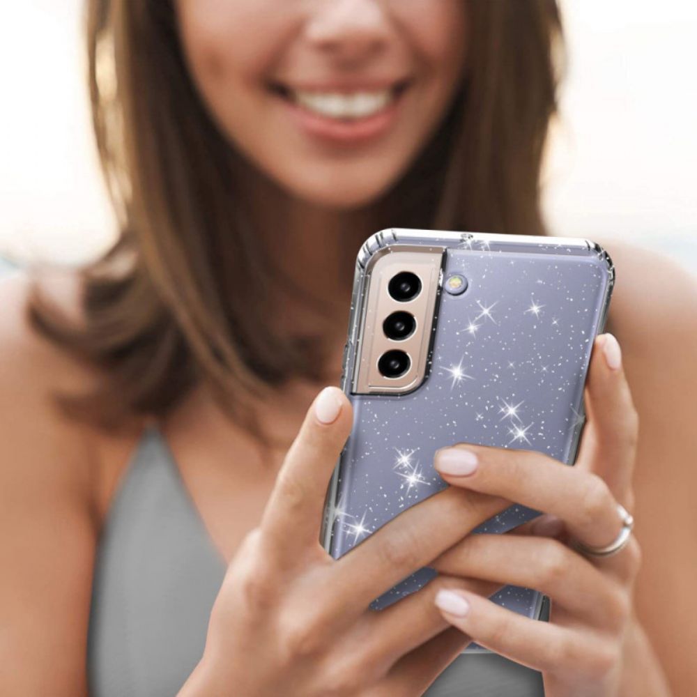 Hülle Für Samsung Galaxy S22 5G Transparentes Glitzerdesign