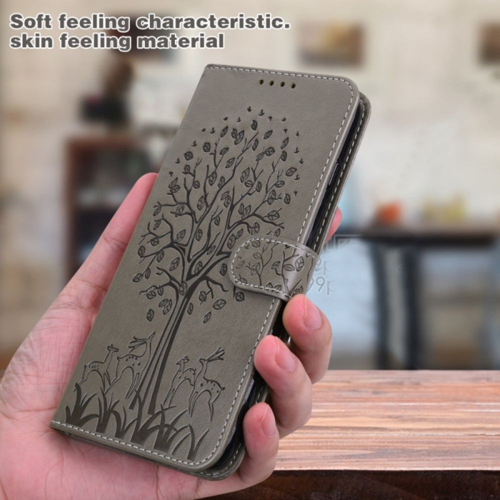 Lederhüllen Für Samsung Galaxy S22 5G Baum Und Hirsch