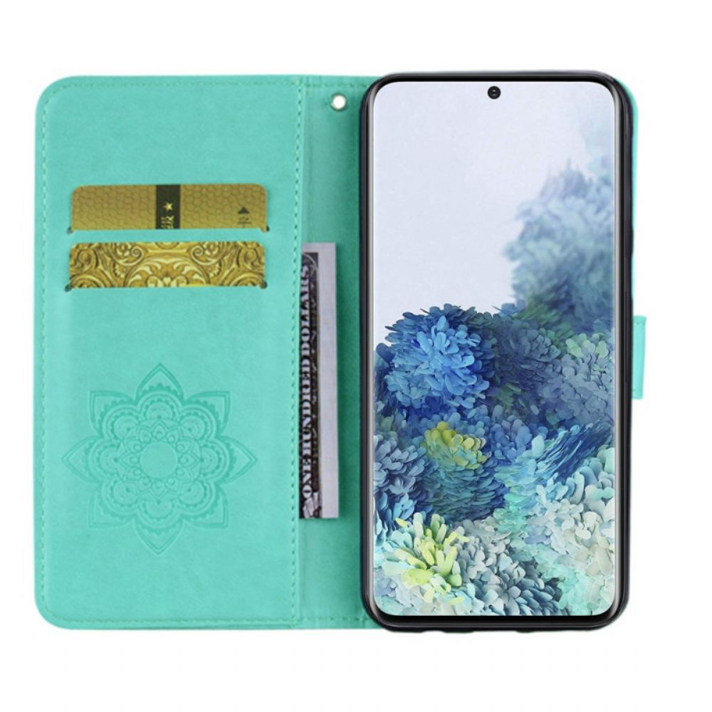 Lederhüllen Für Samsung Galaxy S22 5G Eulen-mandala Und Lanyard