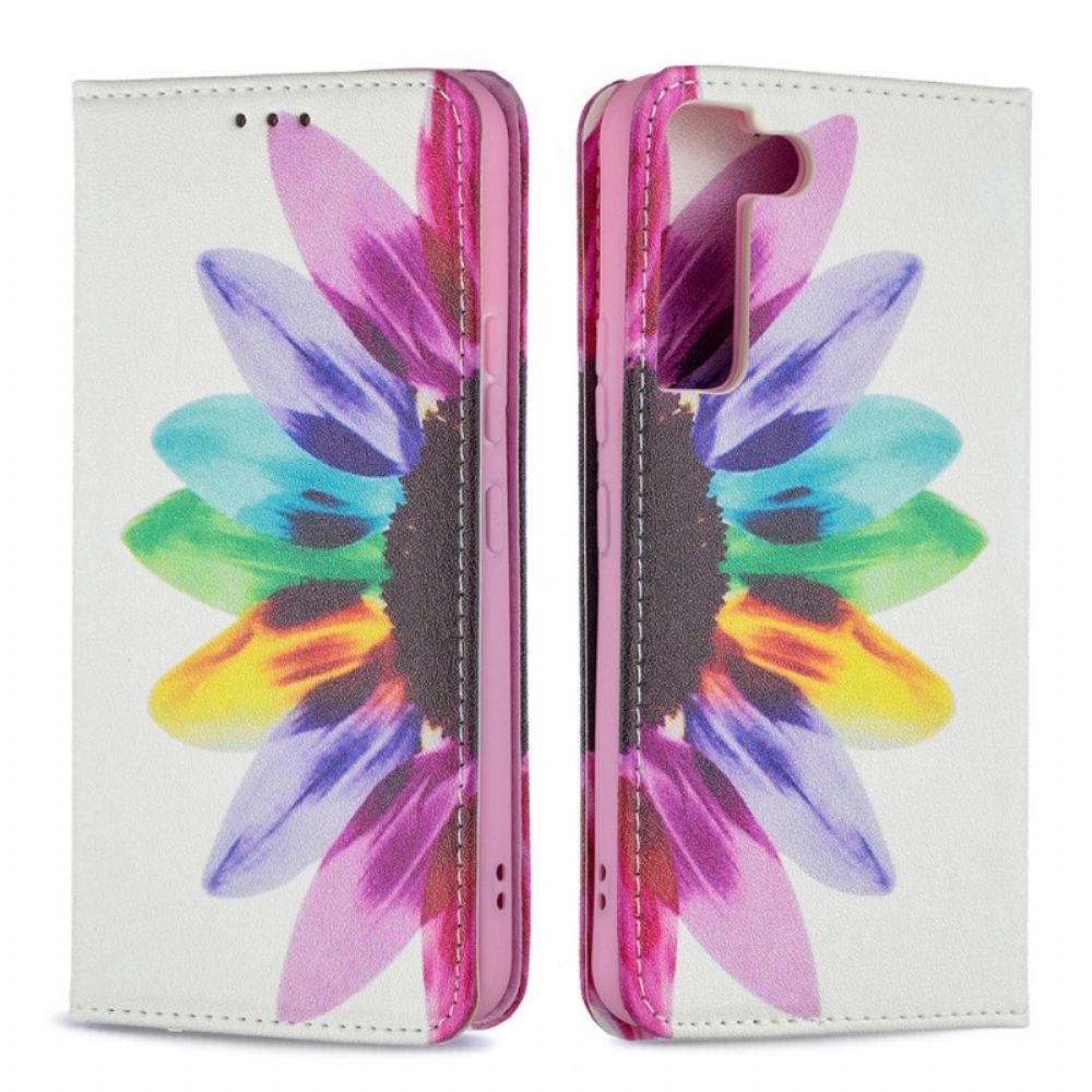 Schutzhülle Für Samsung Galaxy S22 5G Flip Case Aquarell Blume