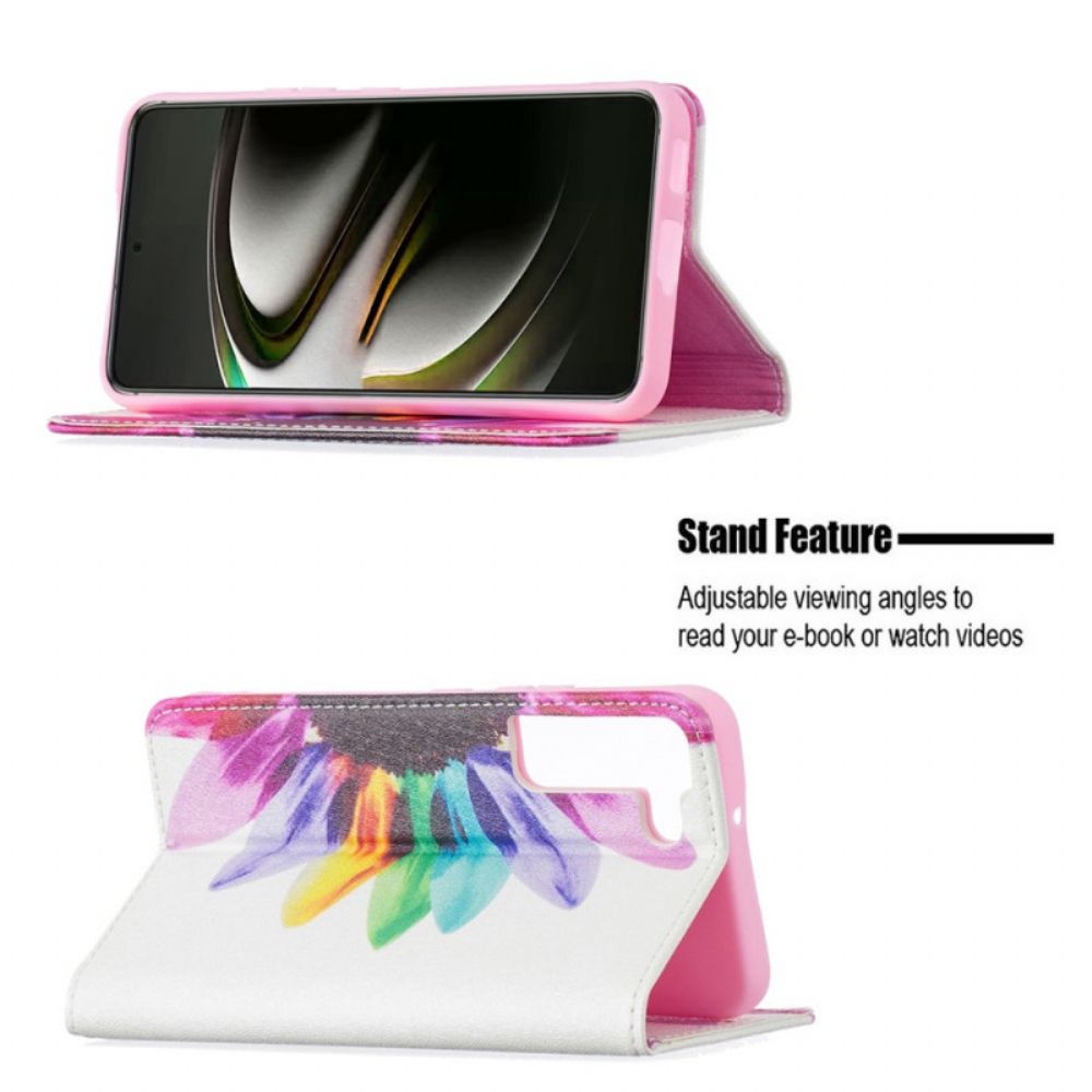 Schutzhülle Für Samsung Galaxy S22 5G Flip Case Aquarell Blume