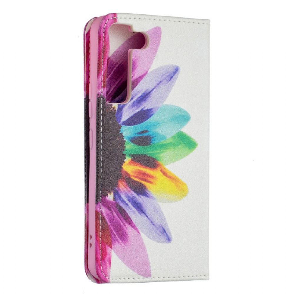 Schutzhülle Für Samsung Galaxy S22 5G Flip Case Aquarell Blume