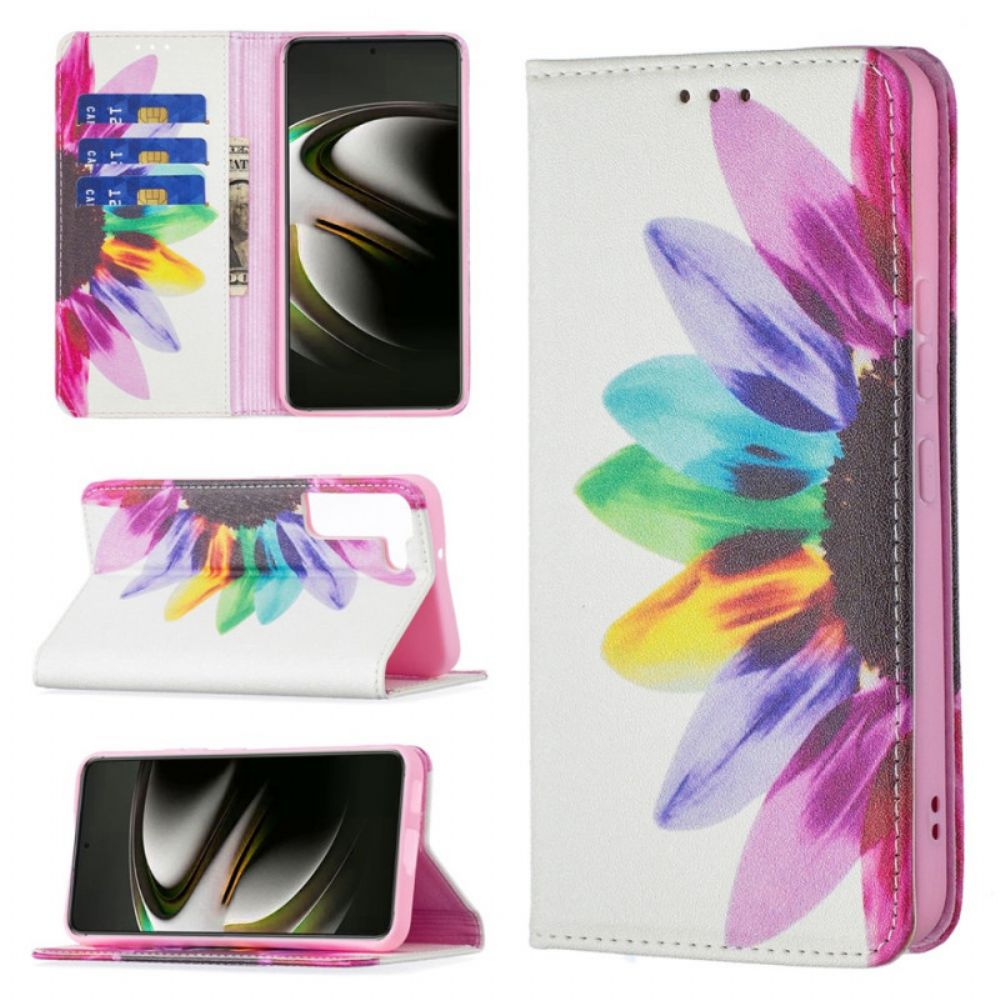 Schutzhülle Für Samsung Galaxy S22 5G Flip Case Aquarell Blume