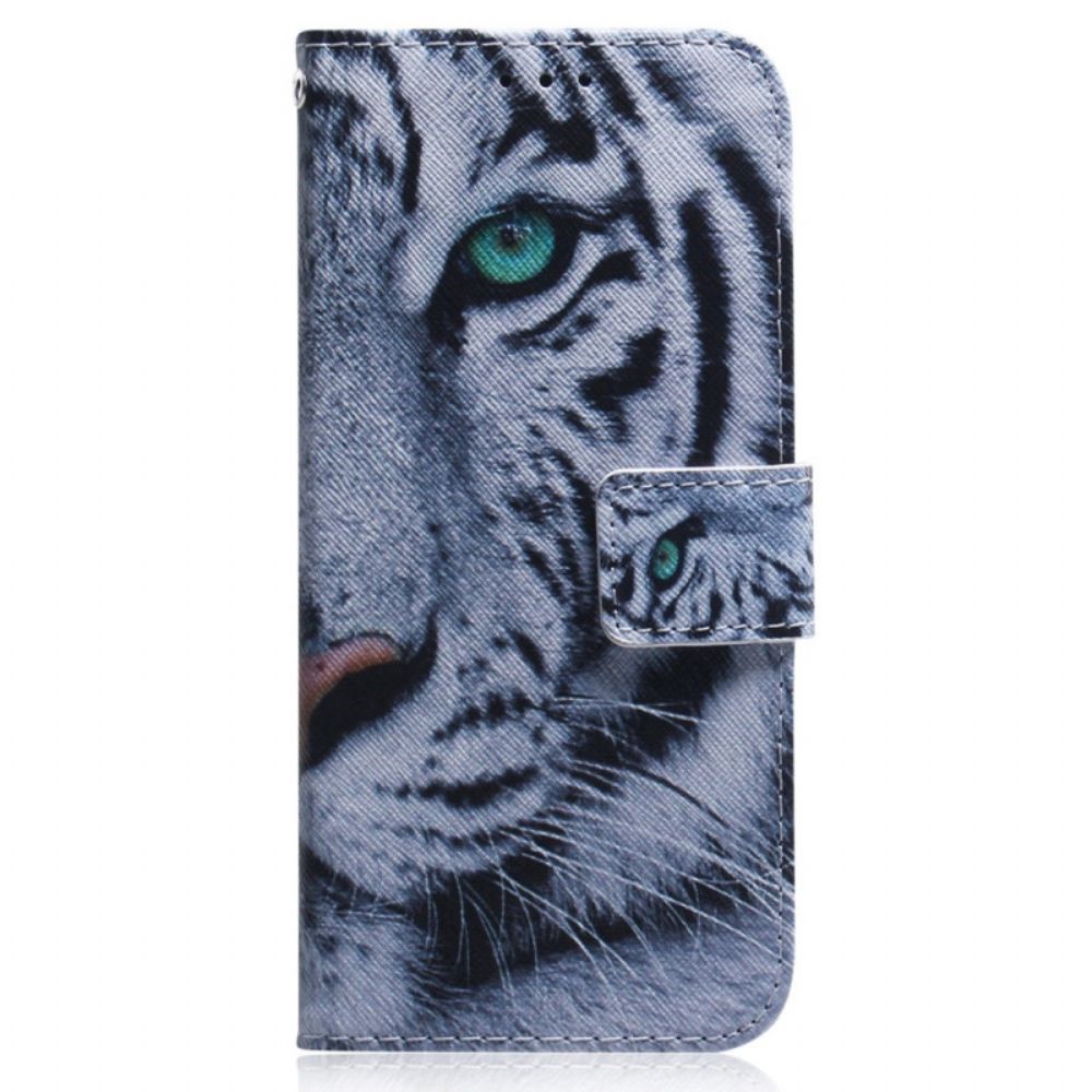 Lederhüllen Für Oppo Reno 8 Lite Weißer Tiger