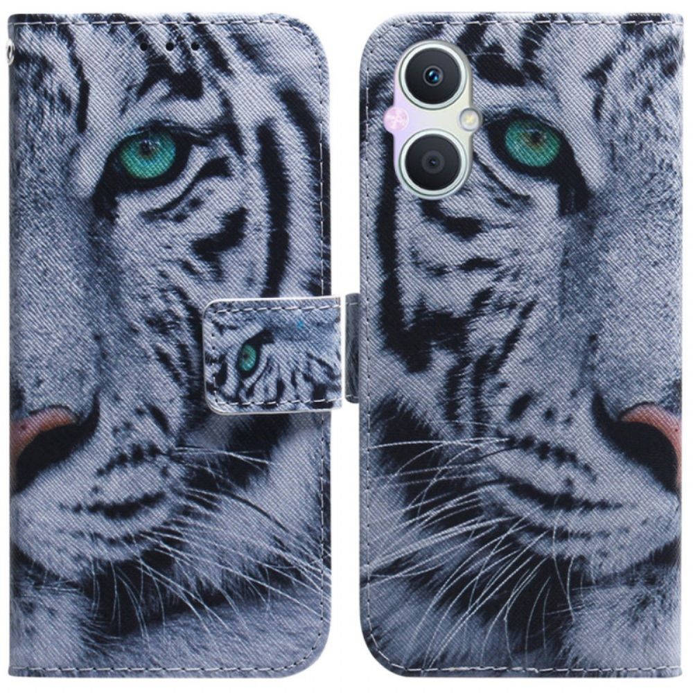 Lederhüllen Für Oppo Reno 8 Lite Weißer Tiger