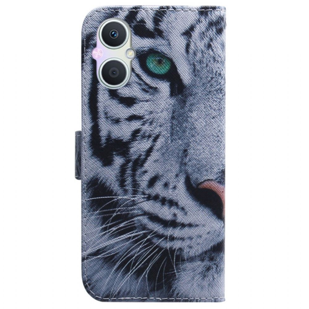 Lederhüllen Für Oppo Reno 8 Lite Weißer Tiger