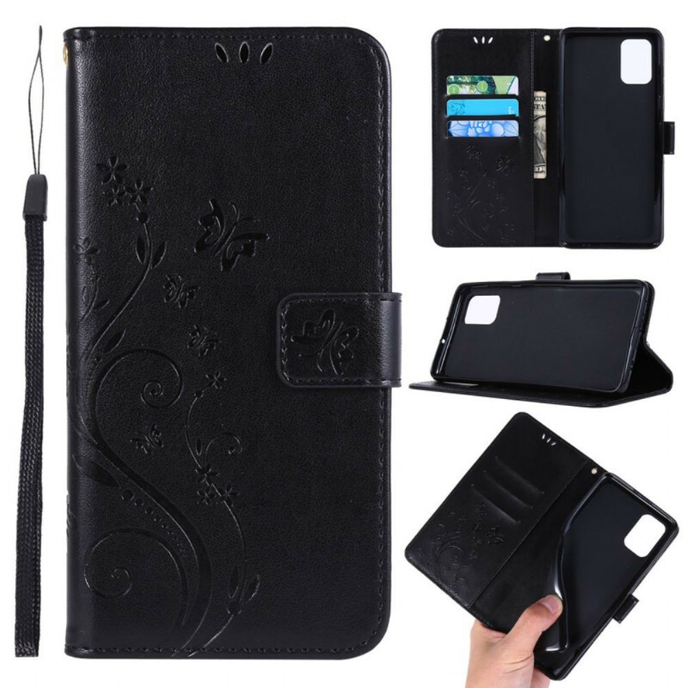 Flip Case Für Samsung Galaxy A71 Mit Kordel Schmetterlingsband