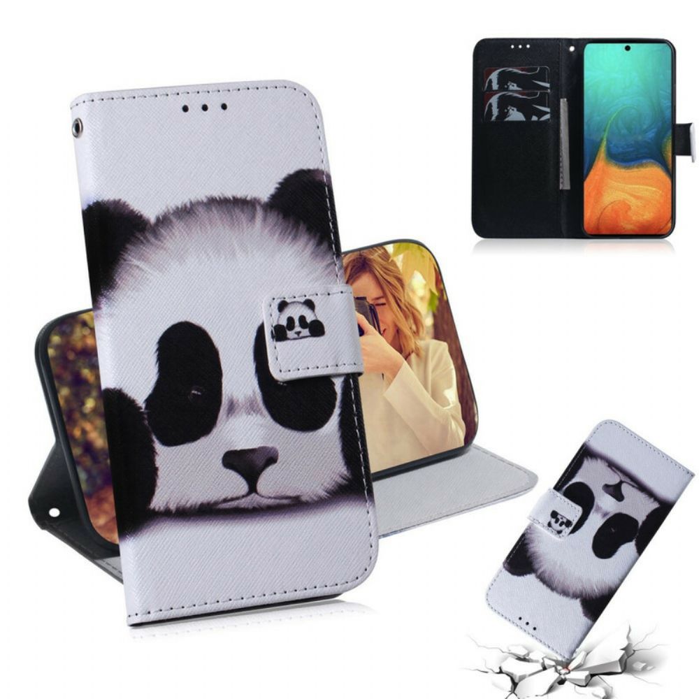 Flip Case Für Samsung Galaxy A71 Panda-gesicht