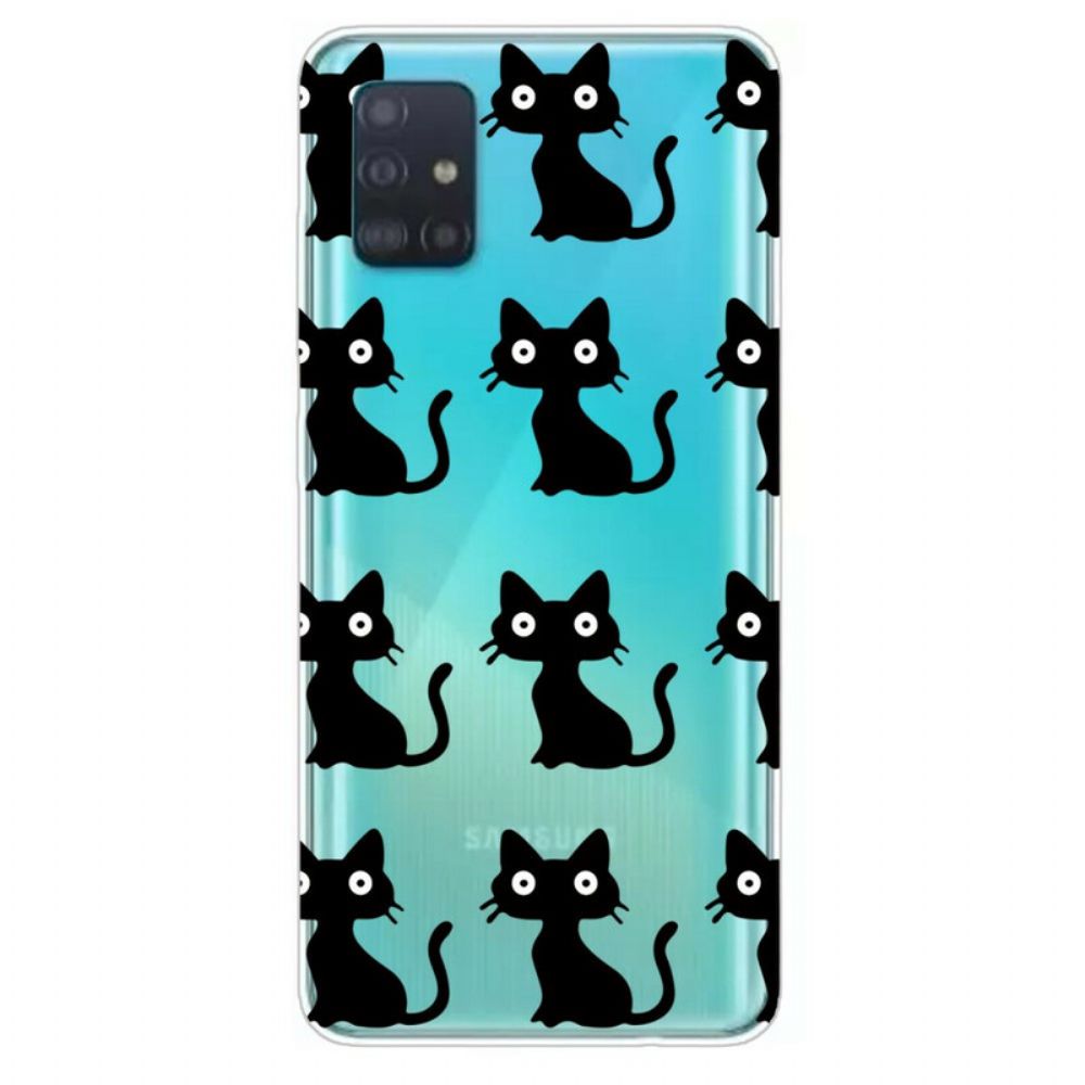 Handyhülle Für Samsung Galaxy A71 Mehrere Schwarze Katzen