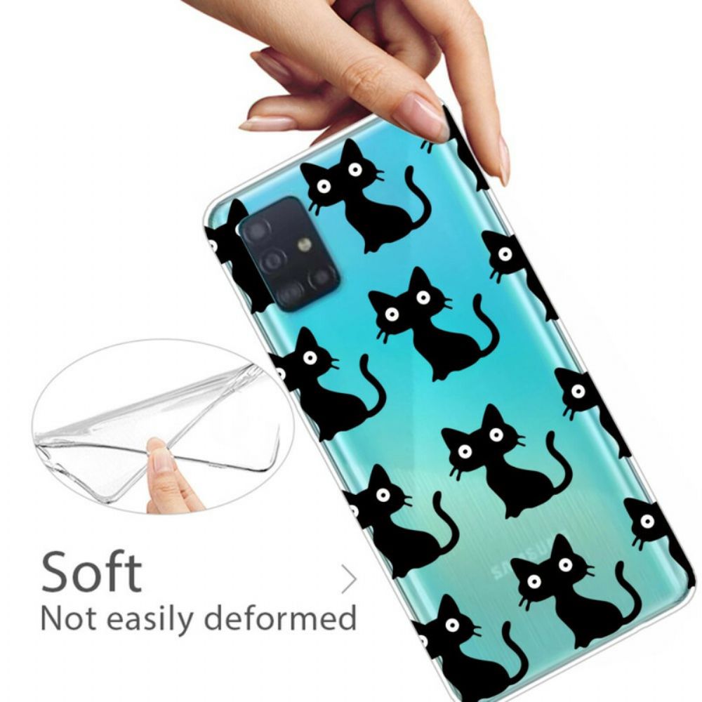 Handyhülle Für Samsung Galaxy A71 Mehrere Schwarze Katzen