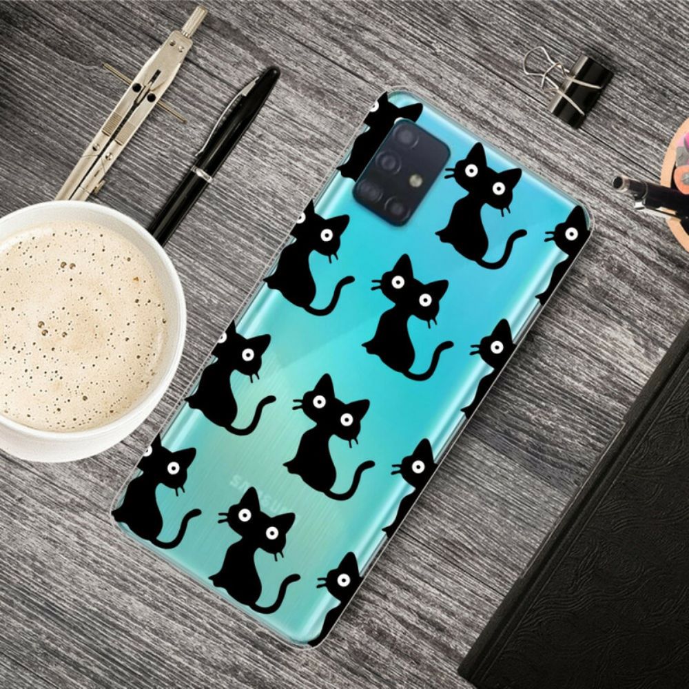 Handyhülle Für Samsung Galaxy A71 Mehrere Schwarze Katzen