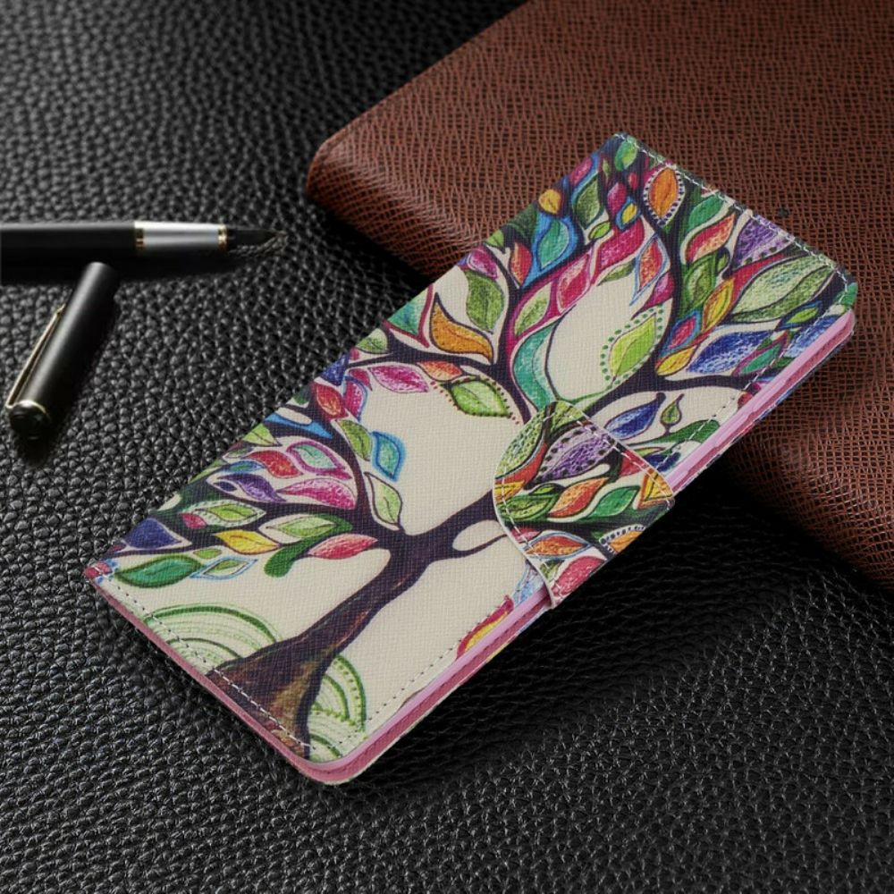 Lederhüllen Für Samsung Galaxy A71 Farbiger Baum