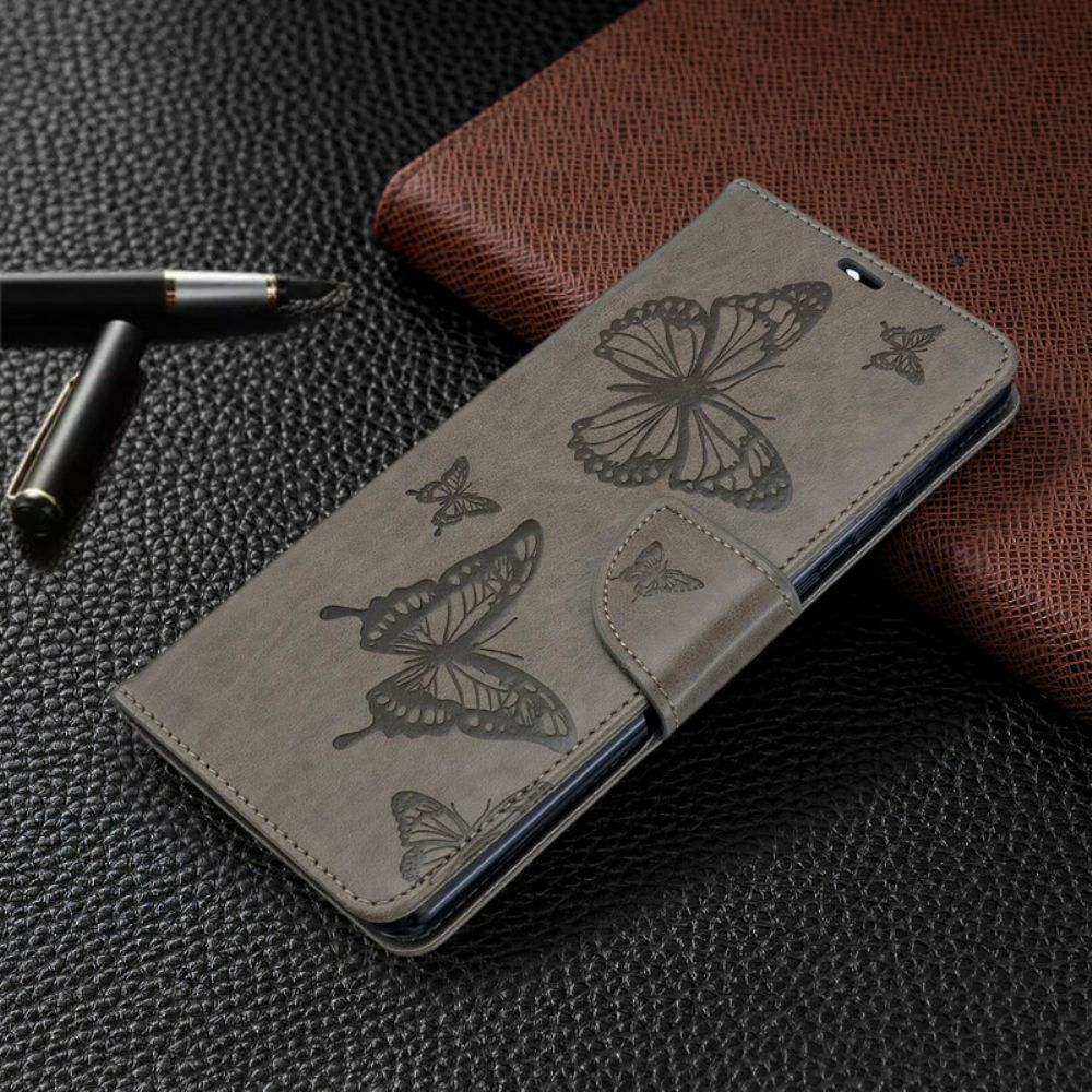 Lederhüllen Für Samsung Galaxy A71 Schmetterlinge Im Flug Mit Lanyard