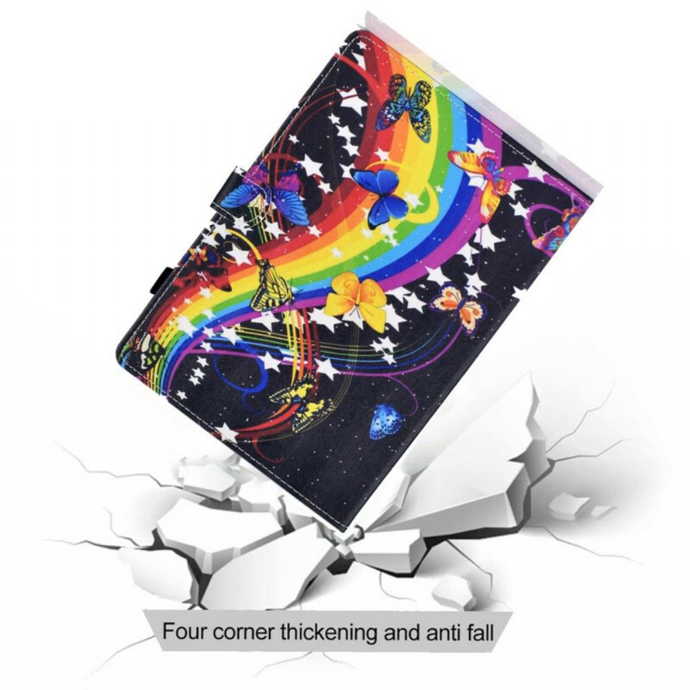 Lederhüllen Für Samsung Galaxy Tab A7 Lite Regenbogenschmetterlinge