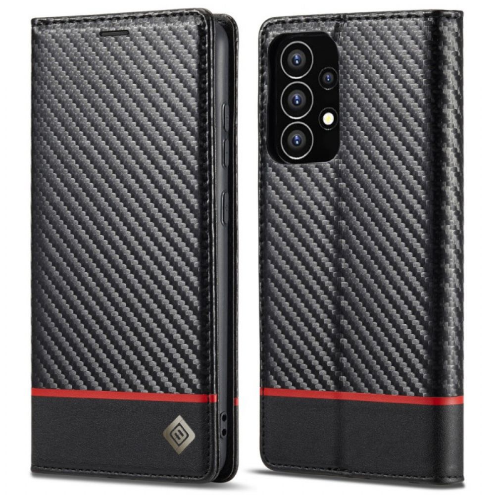 Flip Case Für Samsung Galaxy A53 5G Kohlefaser Lc.imeeke