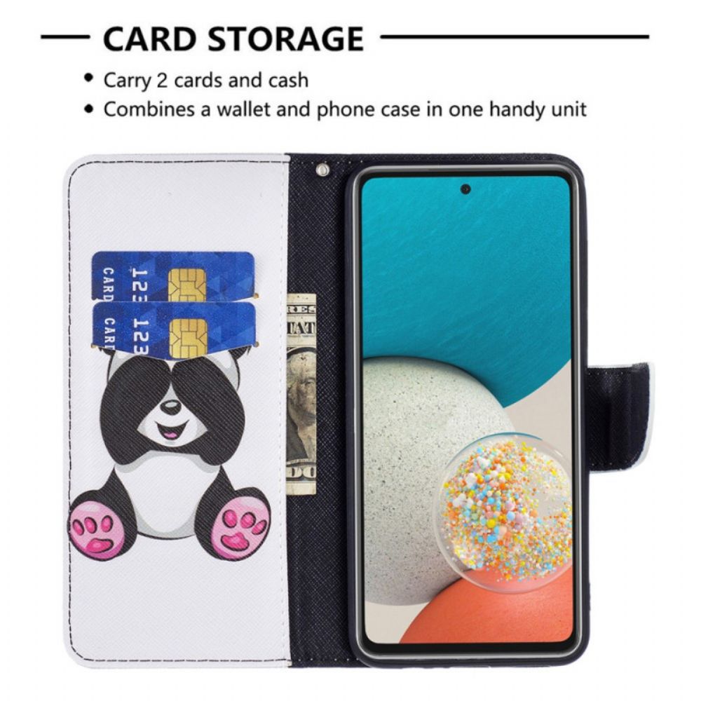 Flip Case Für Samsung Galaxy A53 5G Panda-spaß