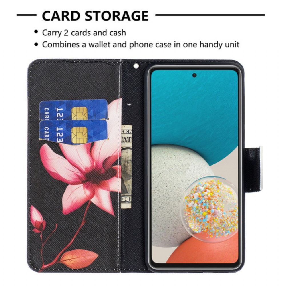 Flip Case Für Samsung Galaxy A53 5G Rosa Blume