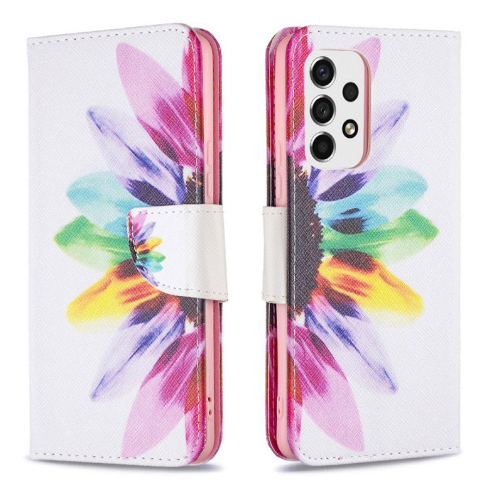 Lederhüllen Für Samsung Galaxy A53 5G Aquarell Blume