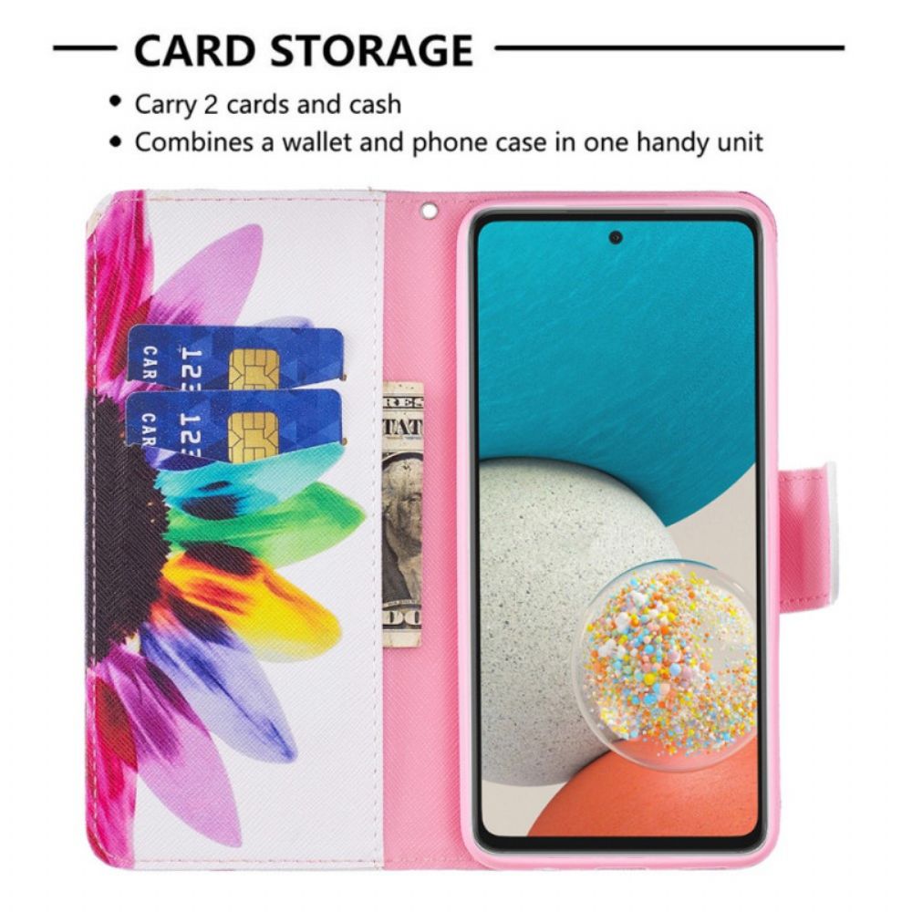 Lederhüllen Für Samsung Galaxy A53 5G Aquarell Blume