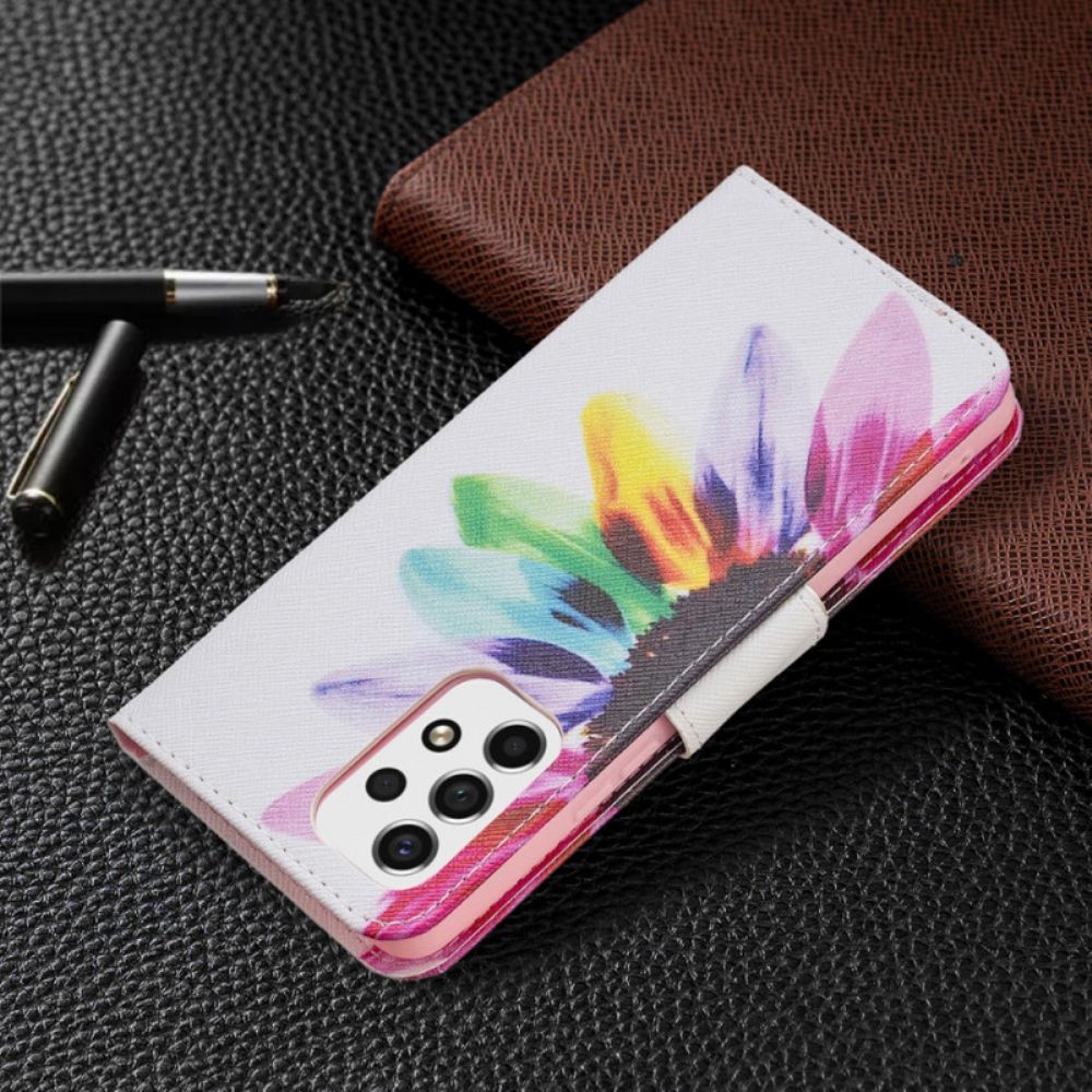 Lederhüllen Für Samsung Galaxy A53 5G Aquarell Blume