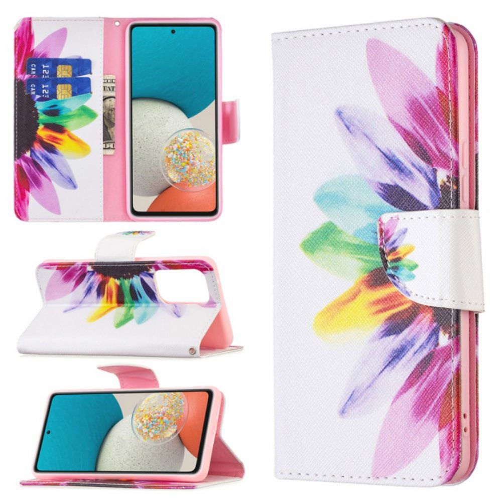 Lederhüllen Für Samsung Galaxy A53 5G Aquarell Blume