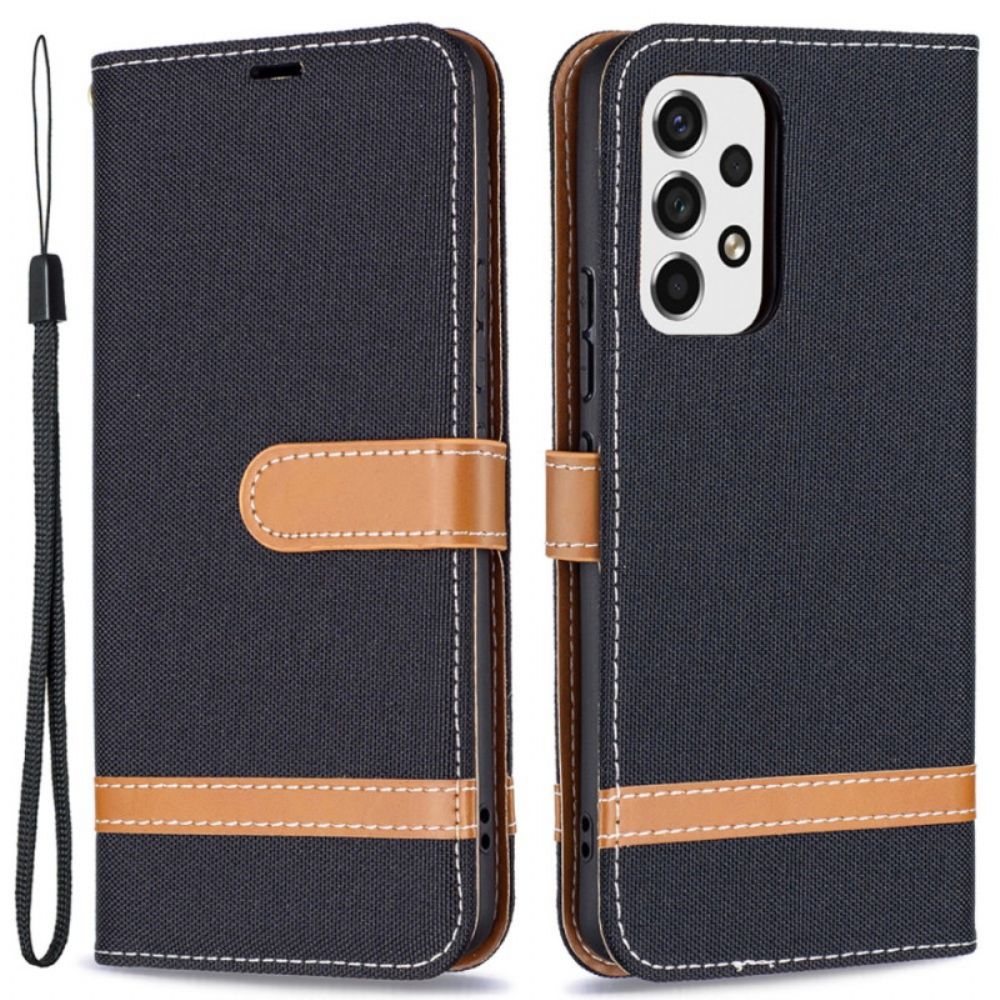 Lederhüllen Für Samsung Galaxy A53 5G Mit Kordel Armband In Stoff- Und Lederoptik
