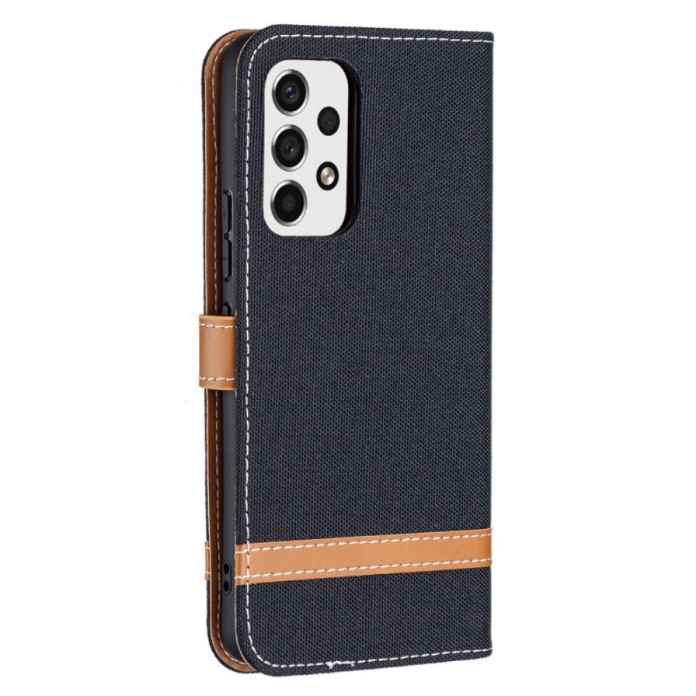 Lederhüllen Für Samsung Galaxy A53 5G Mit Kordel Armband In Stoff- Und Lederoptik