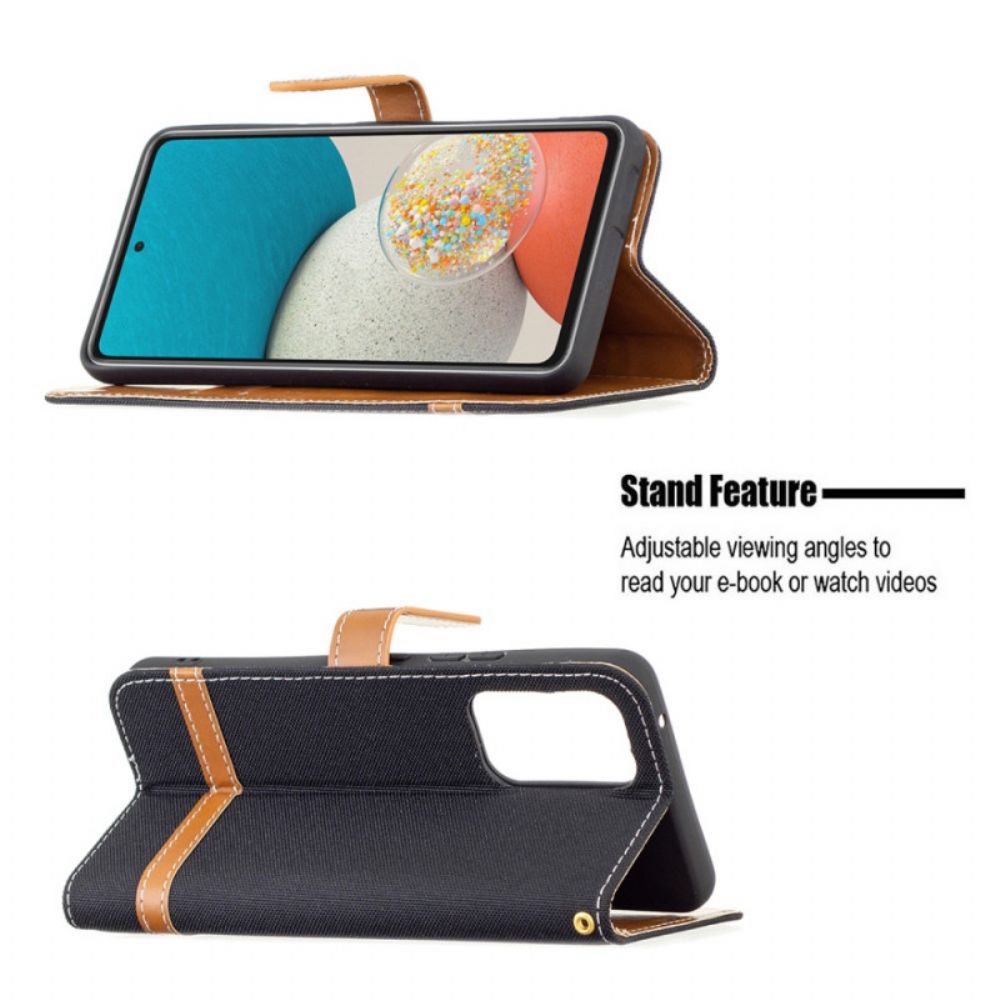 Lederhüllen Für Samsung Galaxy A53 5G Mit Kordel Armband In Stoff- Und Lederoptik