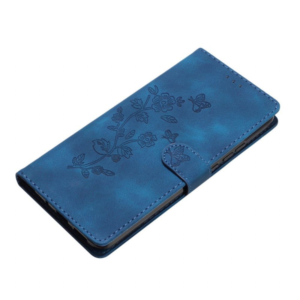 Lederhüllen Xiaomi 14t Pro Handyhülle Blumenmuster Mit Riemen